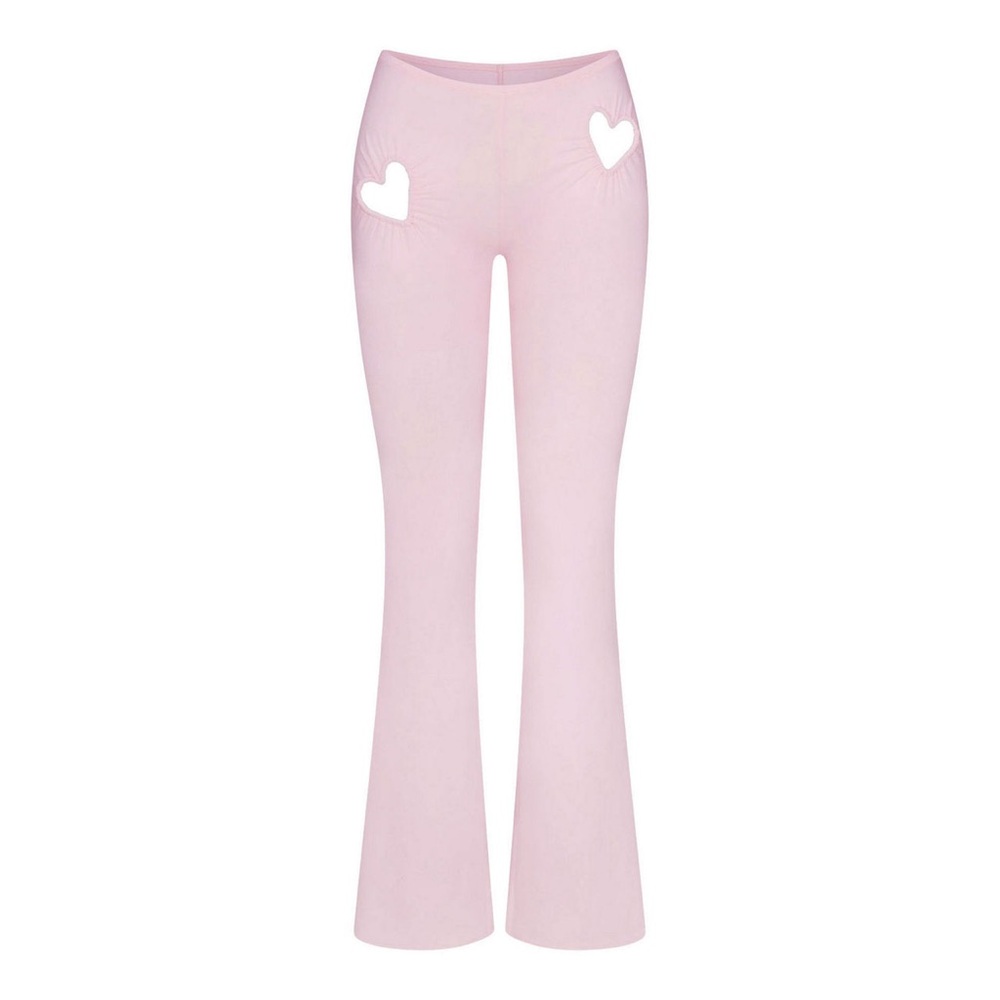 NWT SKIMS Cotton Jersey Heart Flare Legging in Cherry Blossom sz S - RARE